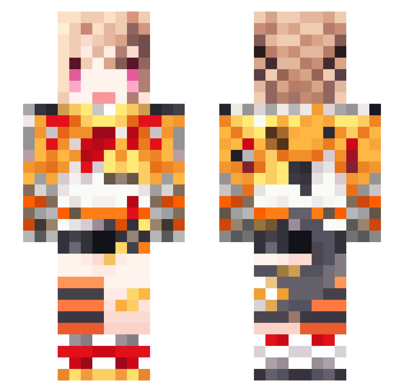 Exaltedd Minecraft skin, front and back view