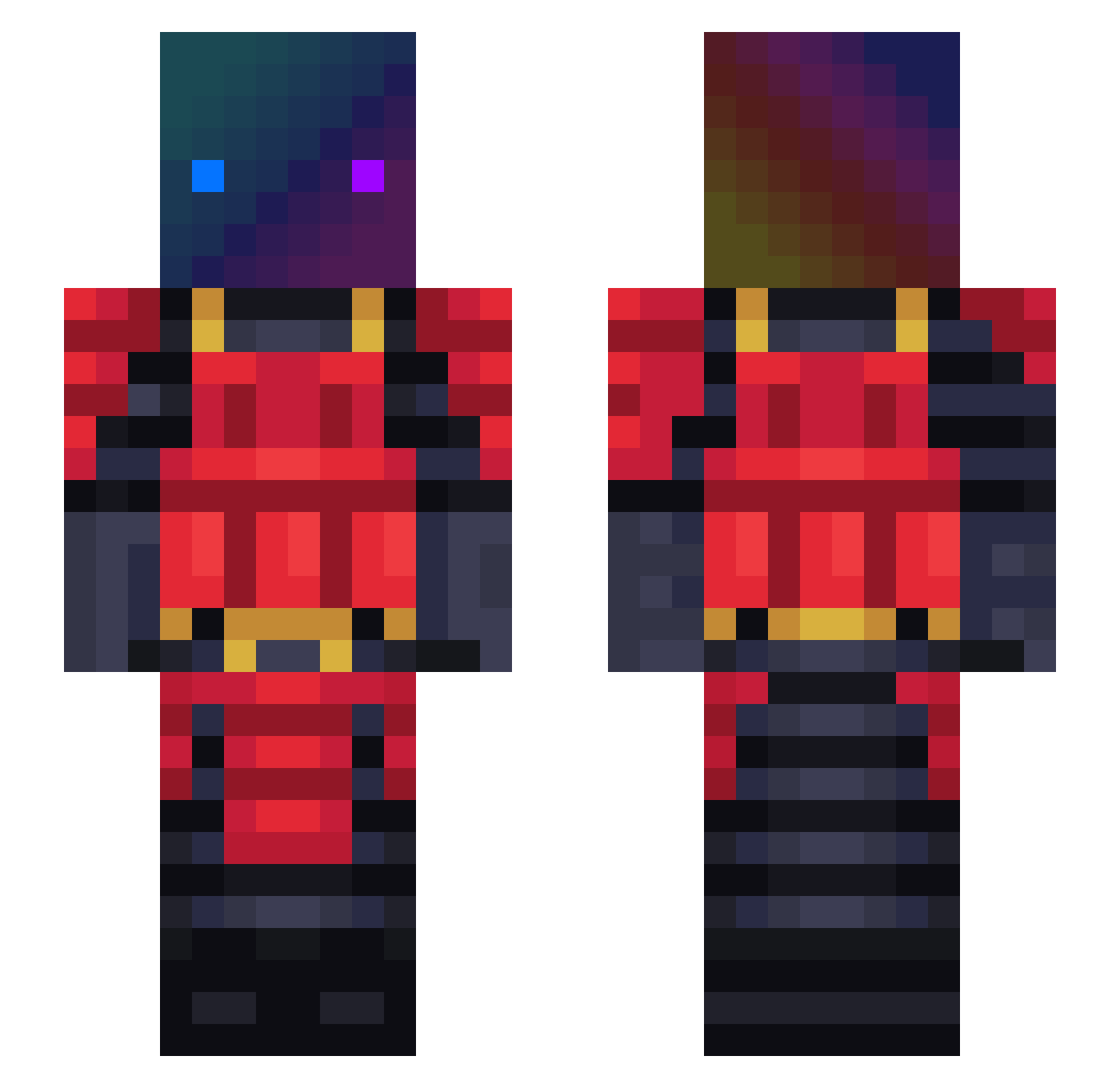 shecp Minecraft skin, front and back view