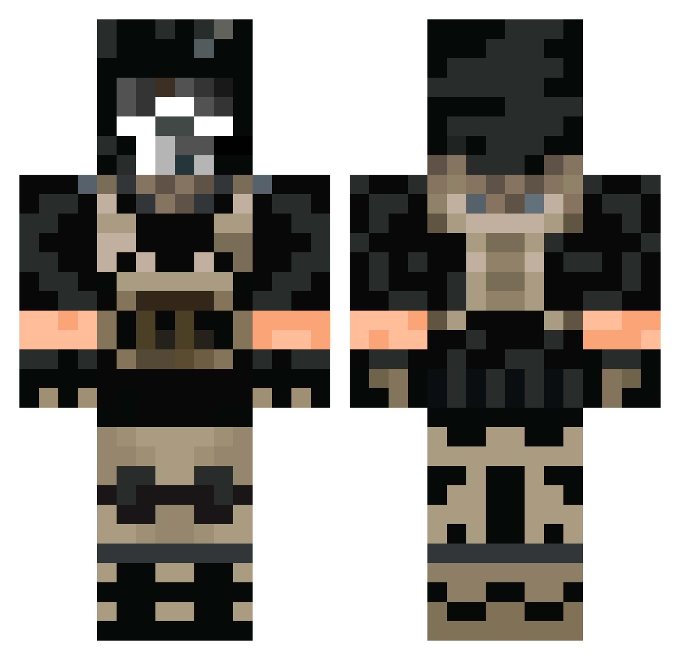 jusTs1dP Minecraft skin, front and back view
