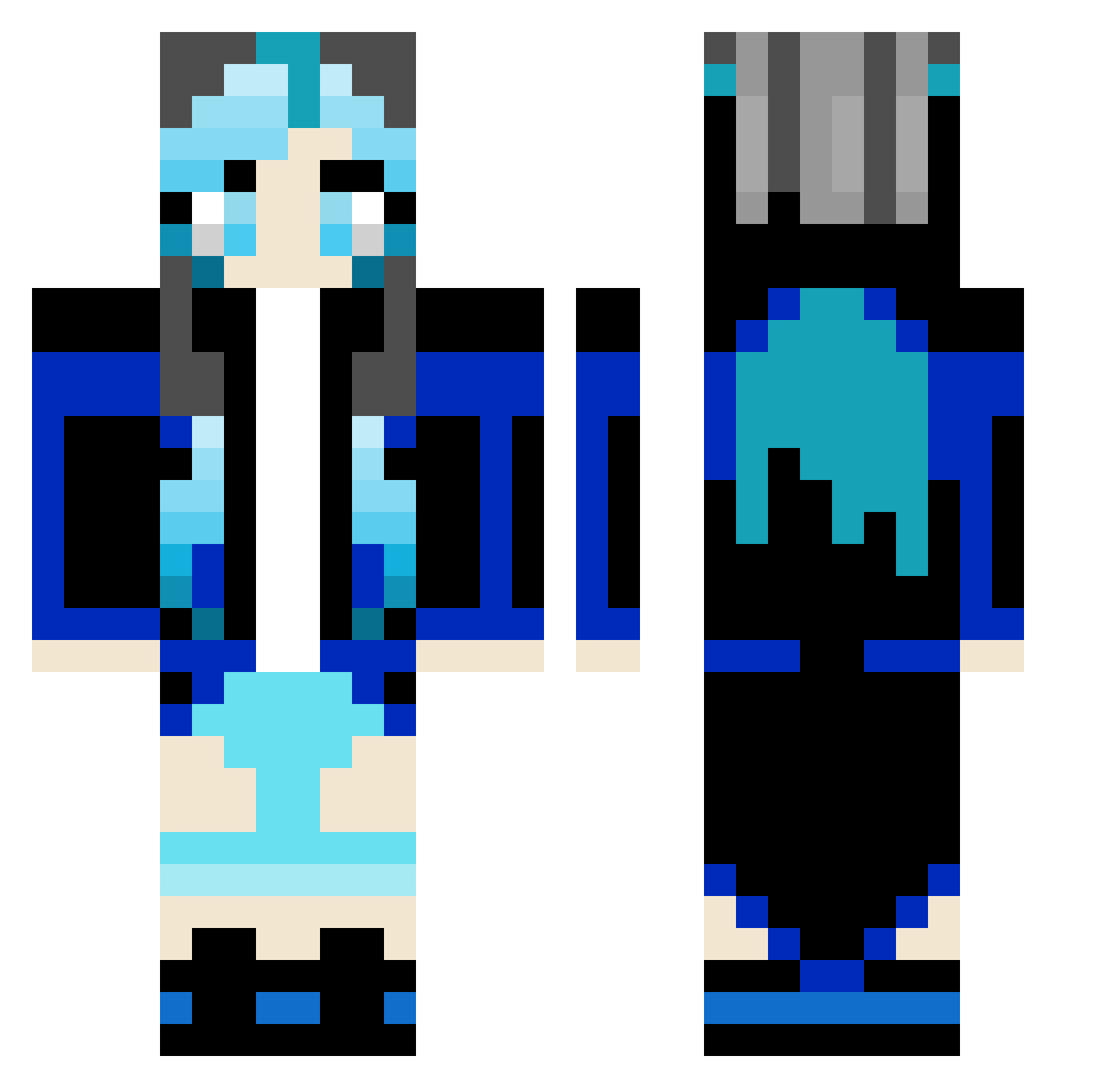 undecision Minecraft skin, front and back view