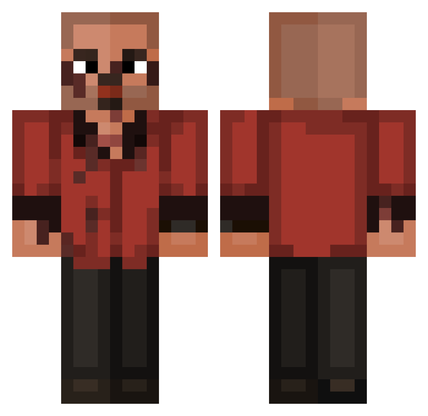 M7MDGE Minecraft skin, front and back view
