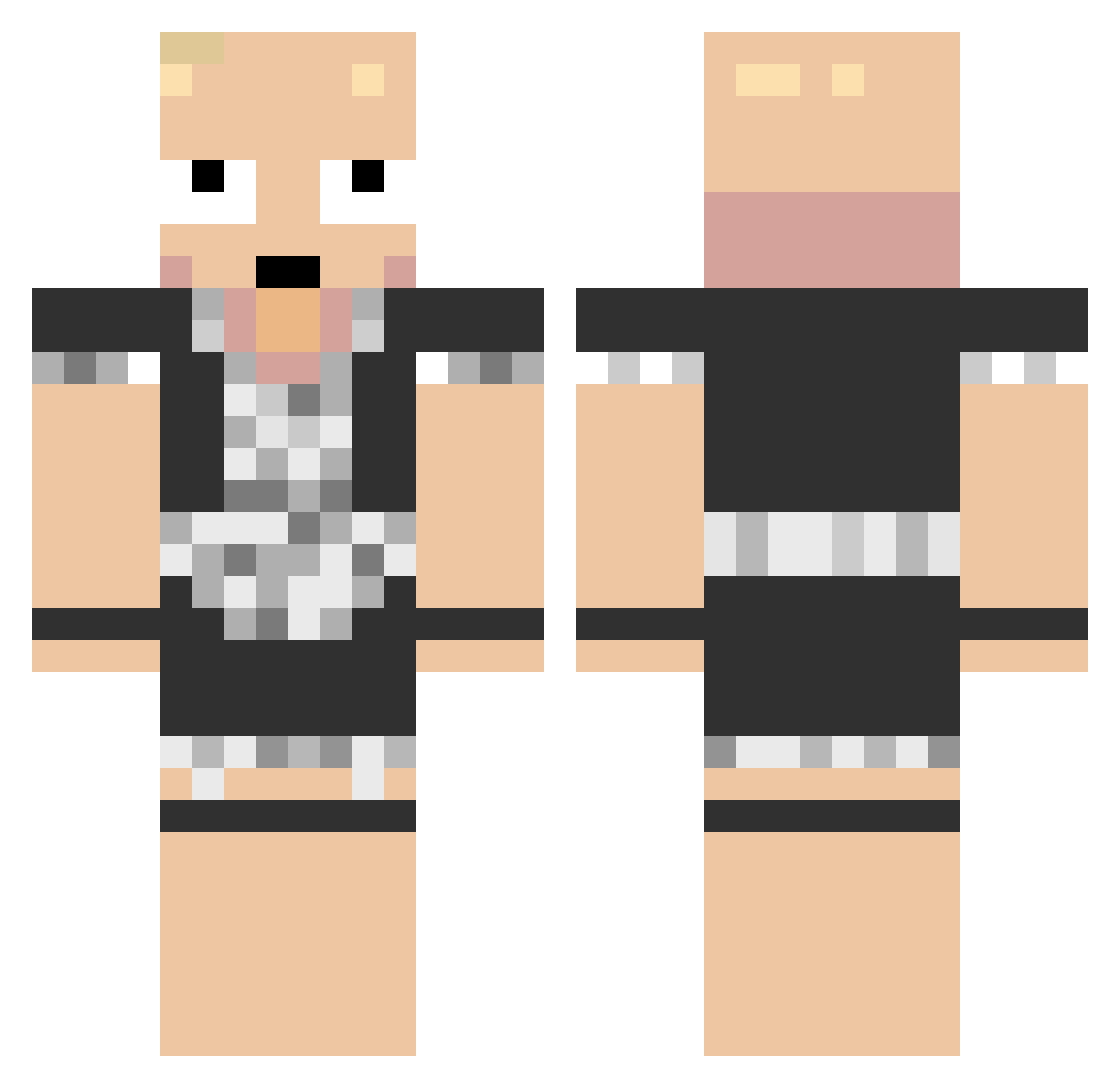 UNKNOWNPLAYXD Minecraft skin, front and back view