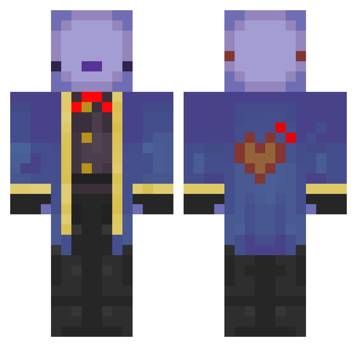zulgoroth Minecraft skin, front and back view