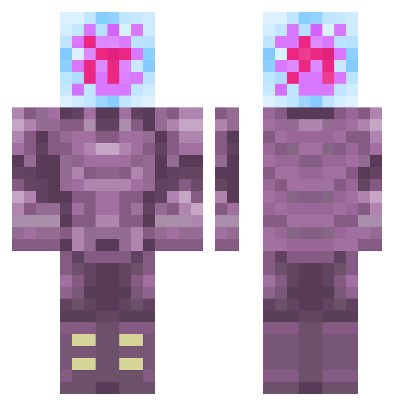 CrystalOnHead Minecraft skin, front and back view