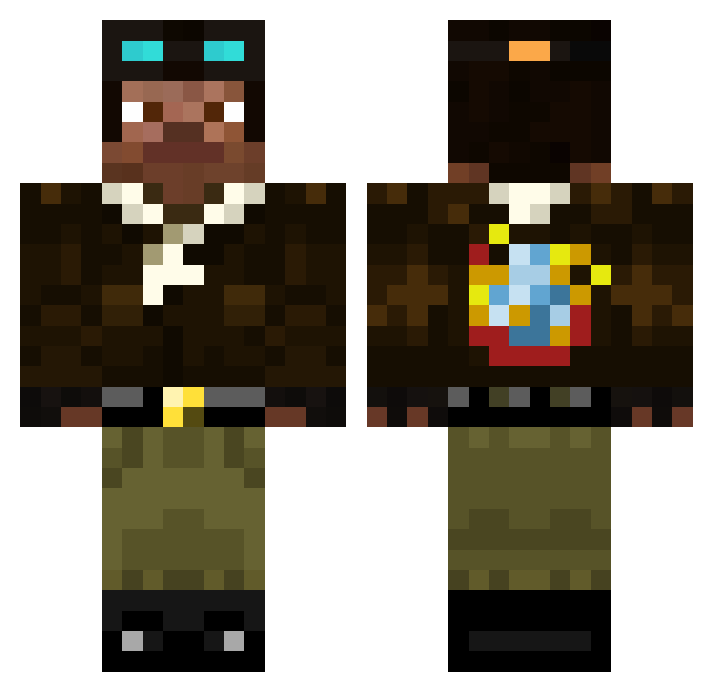P0ofesure Minecraft skin, front and back view