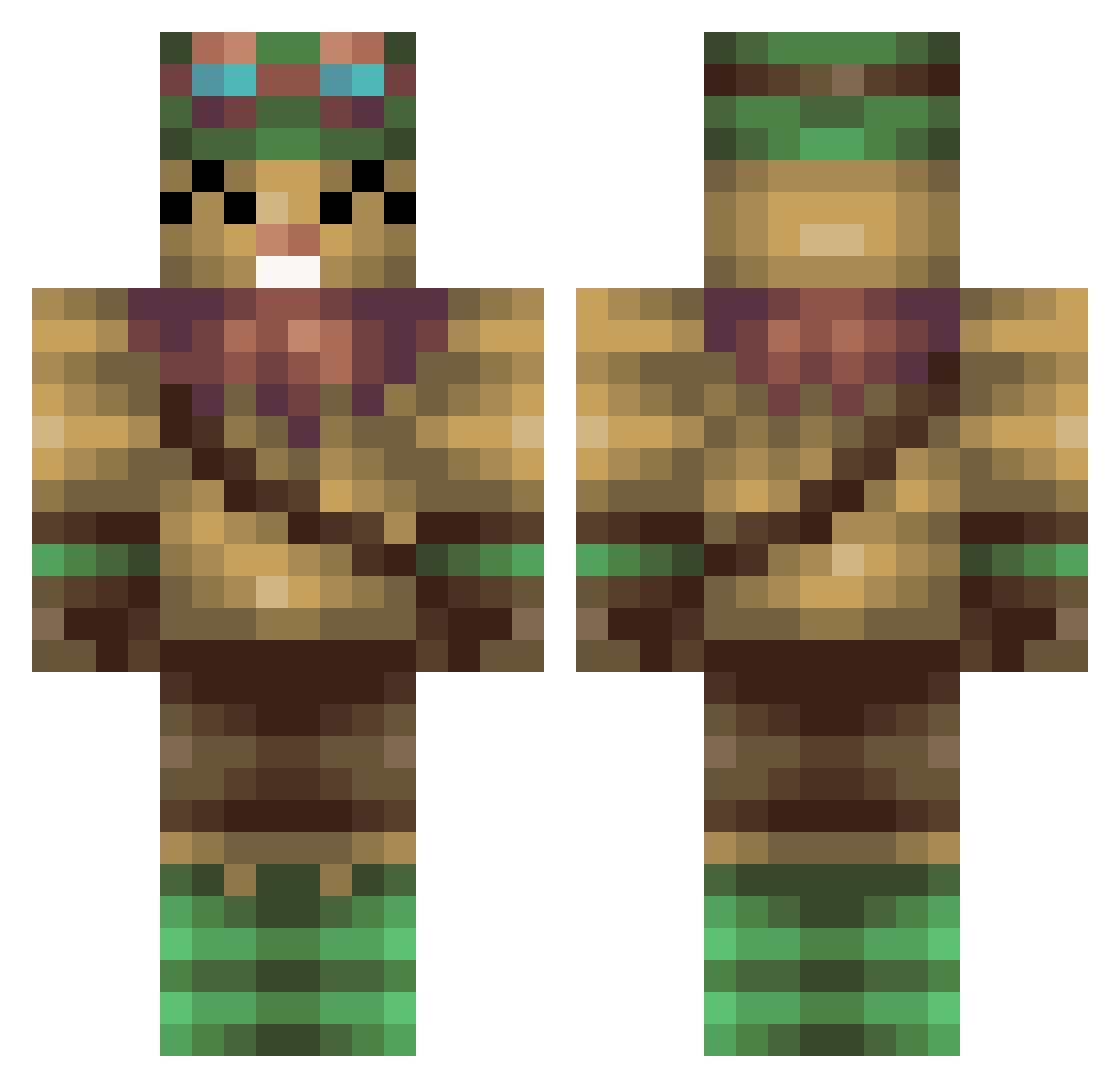 Cubito Minecraft skin, front and back view