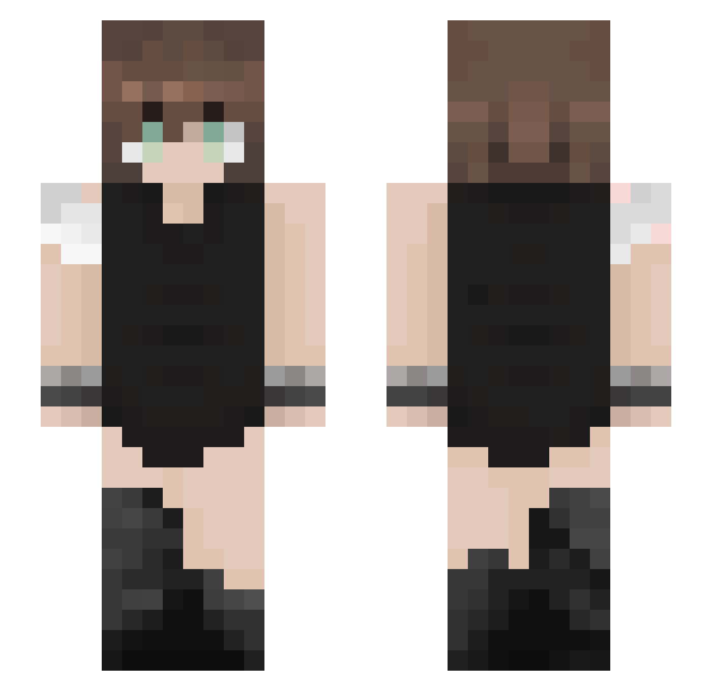 mykneehurtsalot Minecraft skin, front and back view