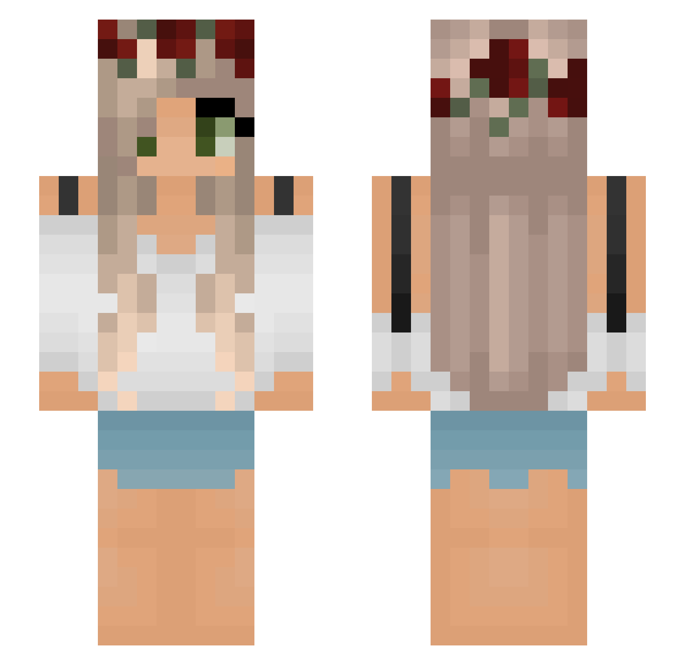 Guinevere Minecraft skin, front and back view
