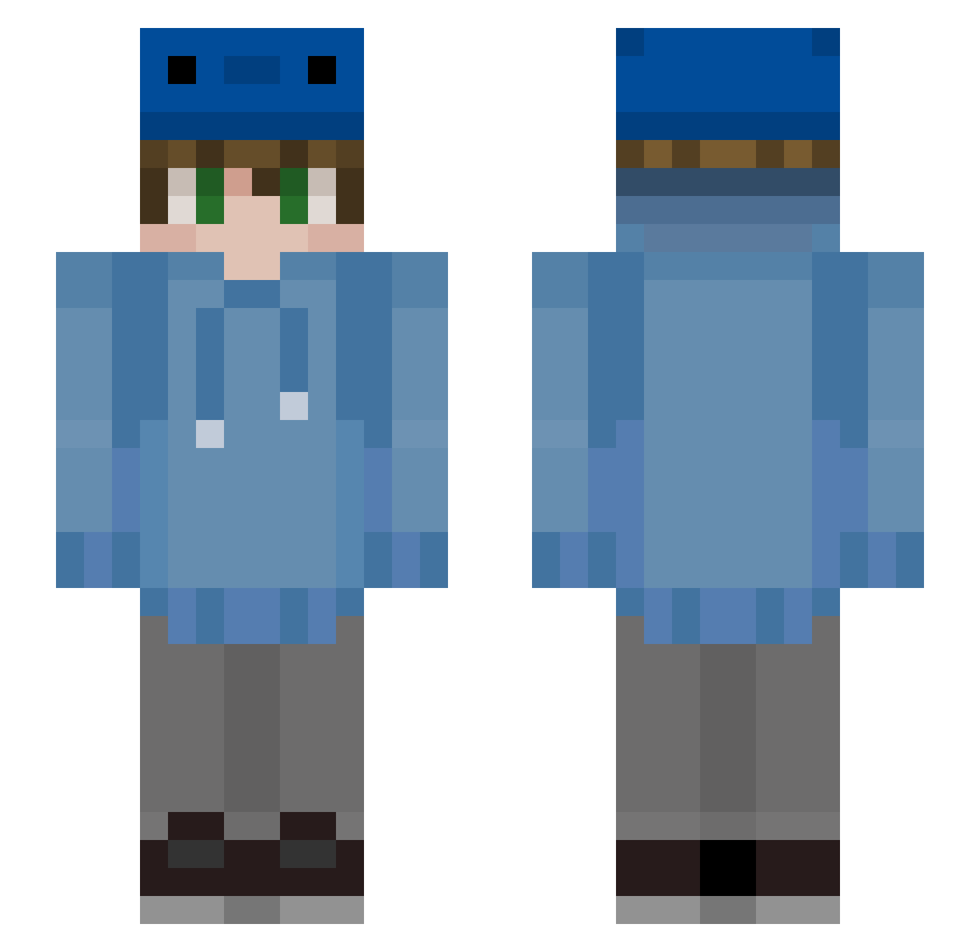 XDShindo Minecraft skin, front and back view