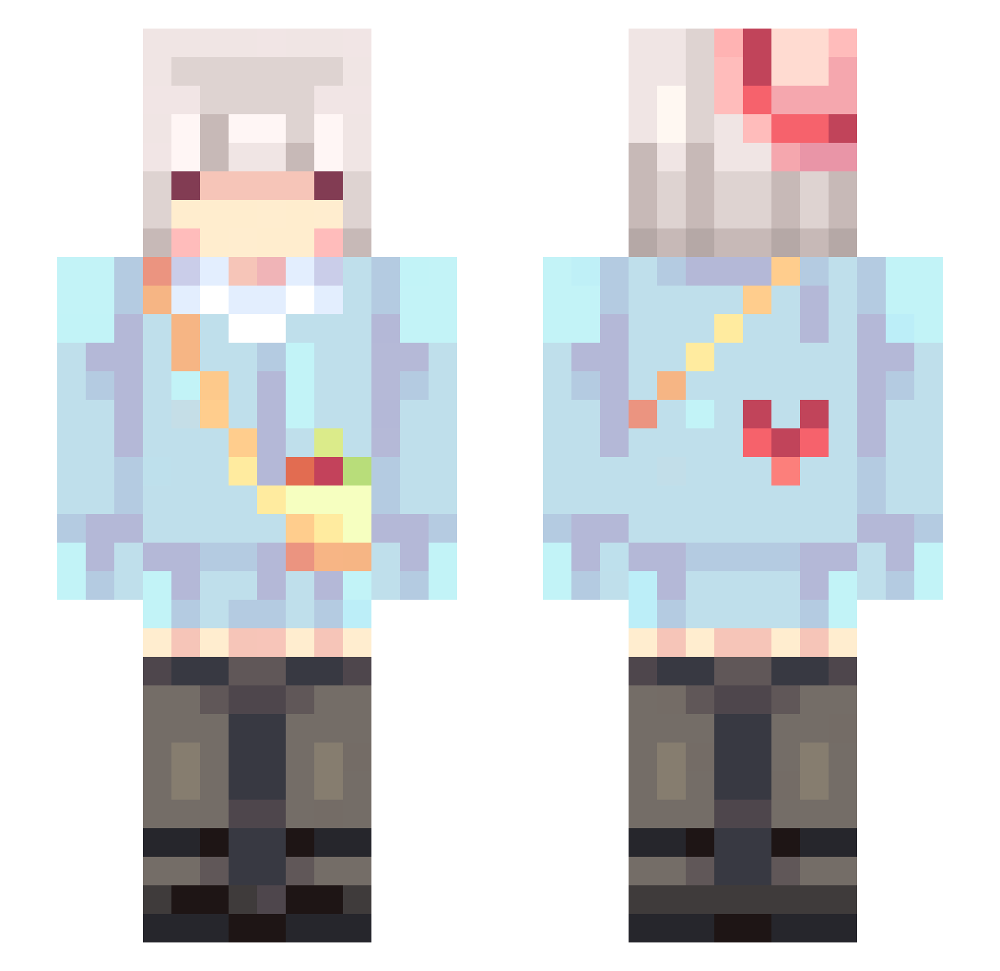 Formals Minecraft skin, front and back view