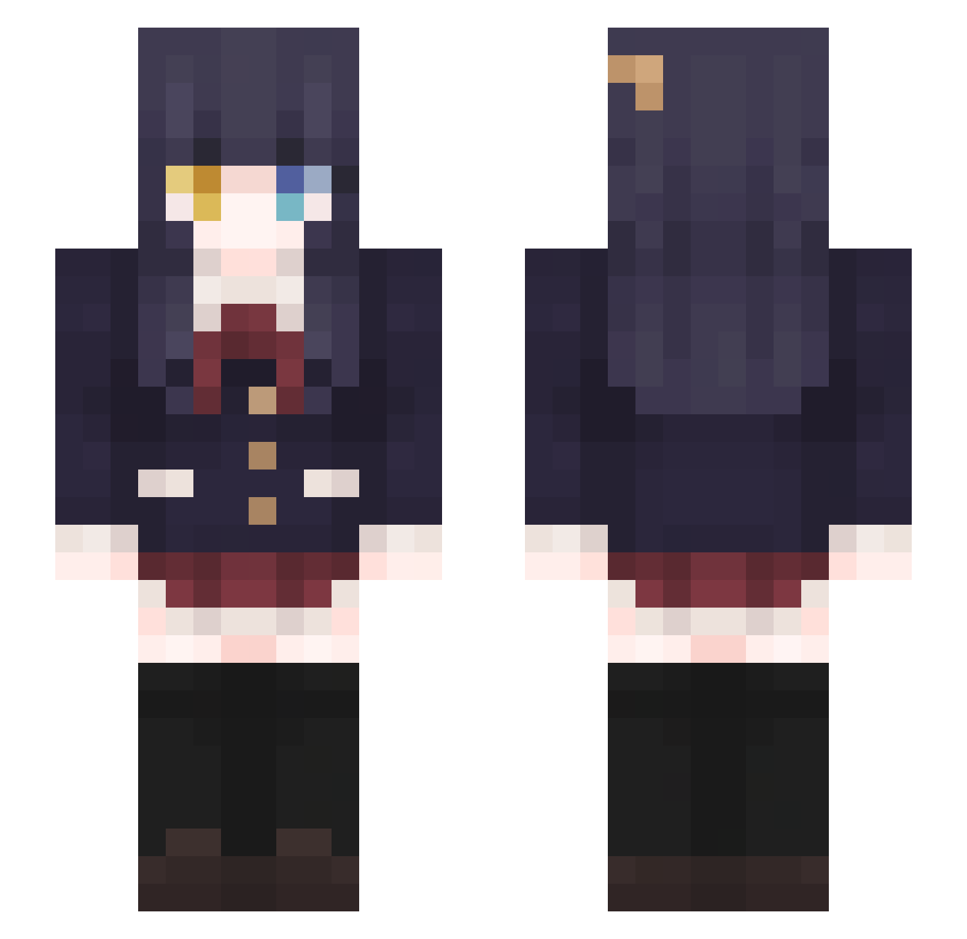 Minimalists Minecraft skin, front and back view