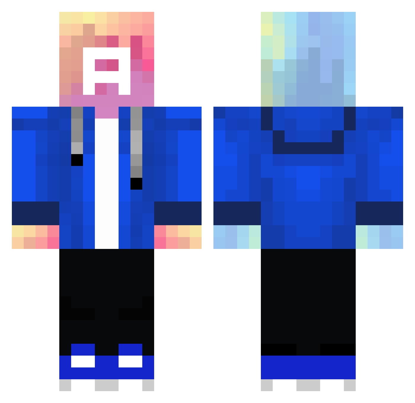 Alikx Minecraft skin, front and back view