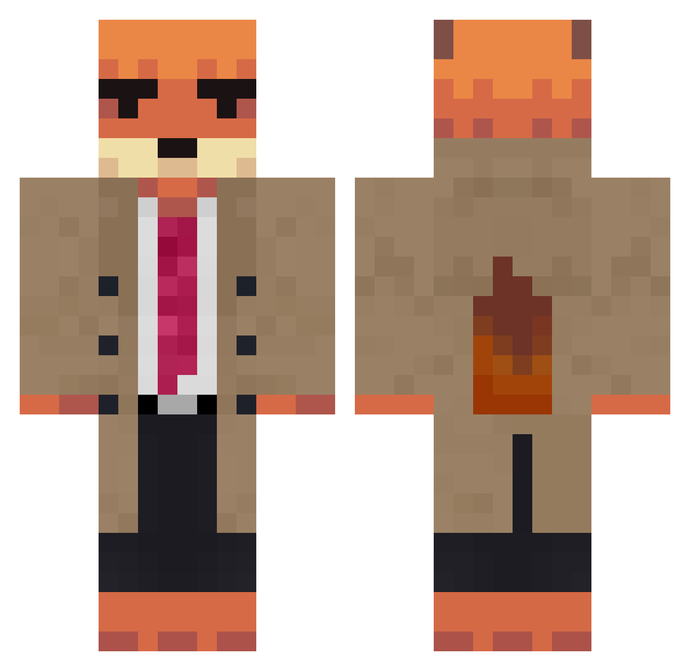 Brosy Minecraft skin, front and back view