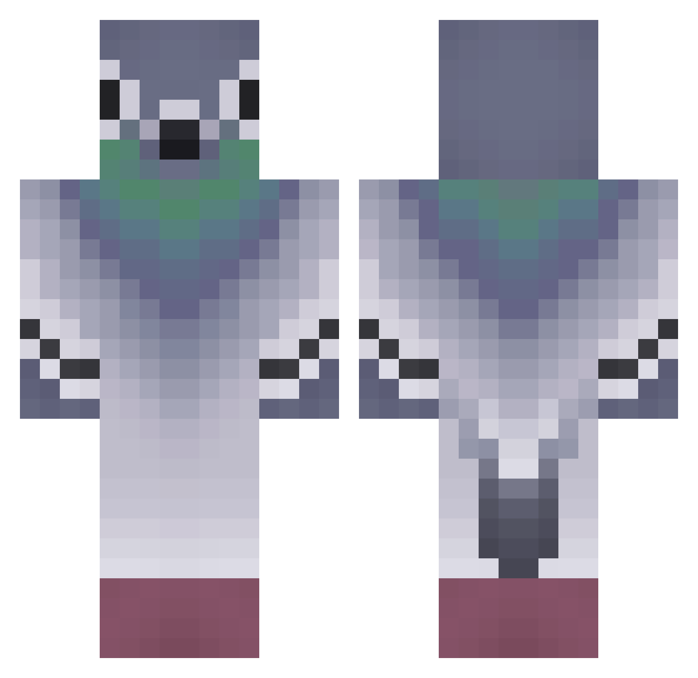 deadbaguettes Minecraft skin, front and back view