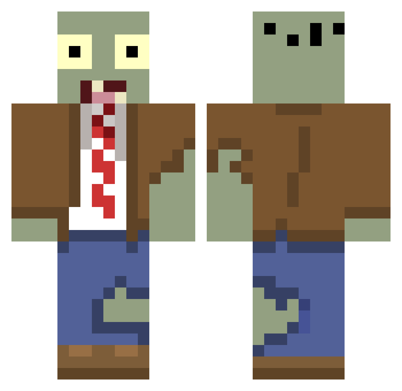 HoseFace Minecraft skin, front and back view