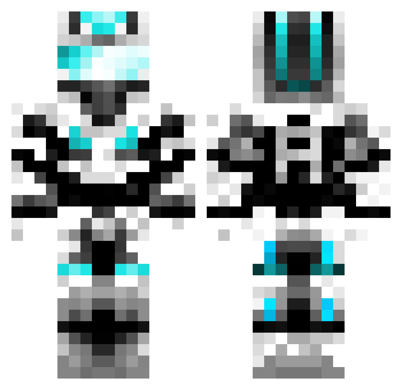 pinoli Minecraft skin, front and back view
