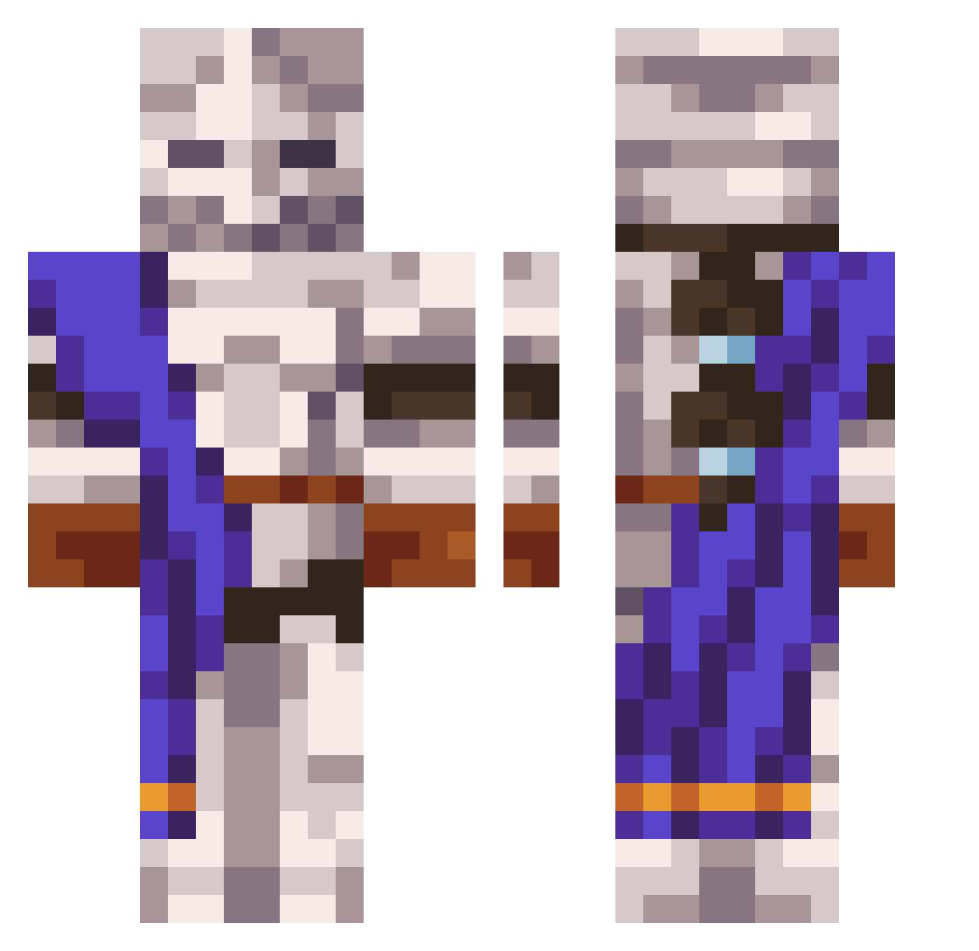 jeva7 Minecraft skin, front and back view