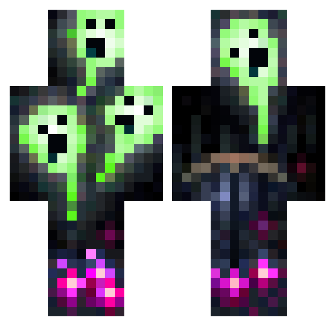 GRIMMIE6K Minecraft skin, front and back view