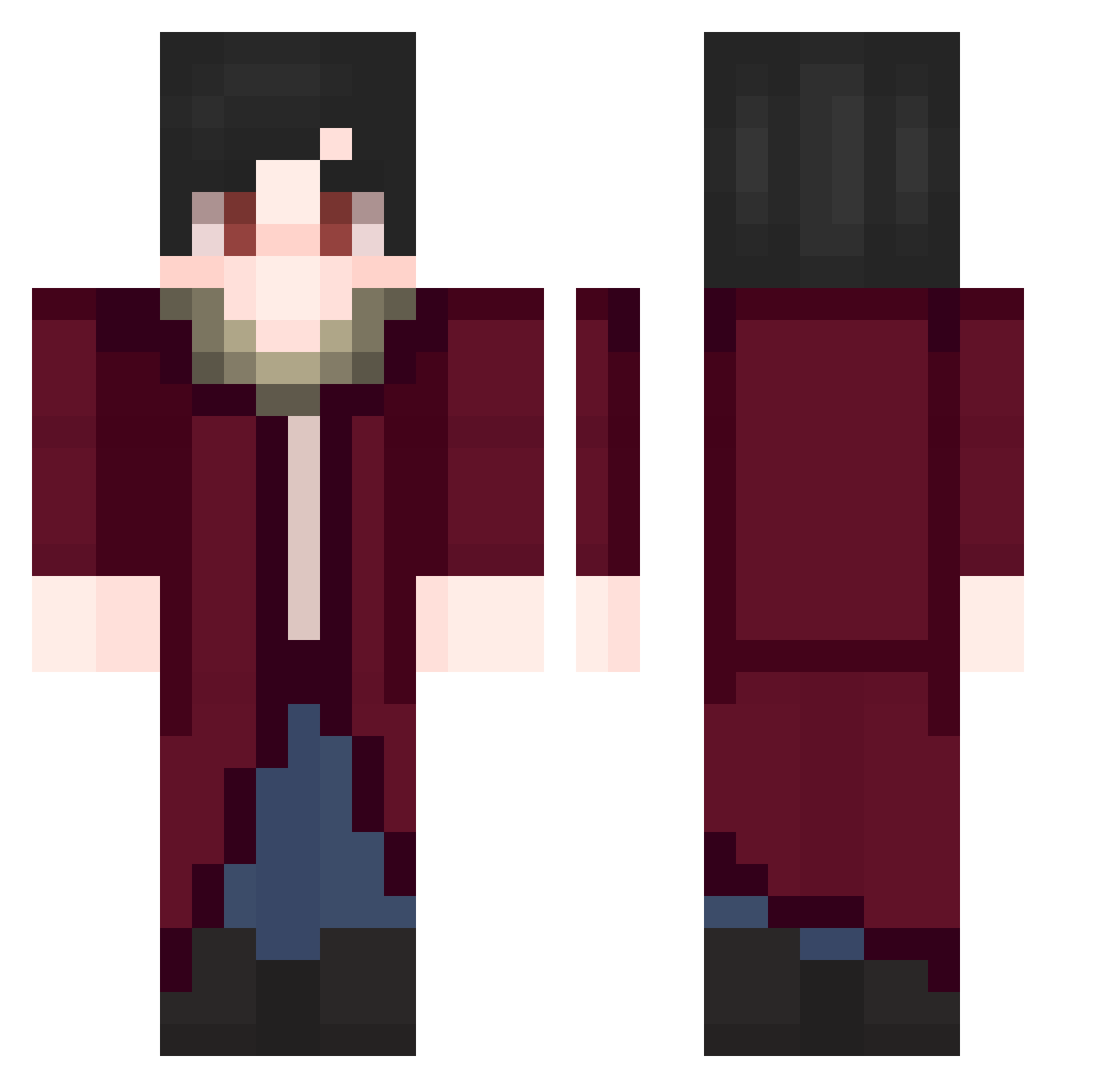 Lastik Minecraft skin, front and back view