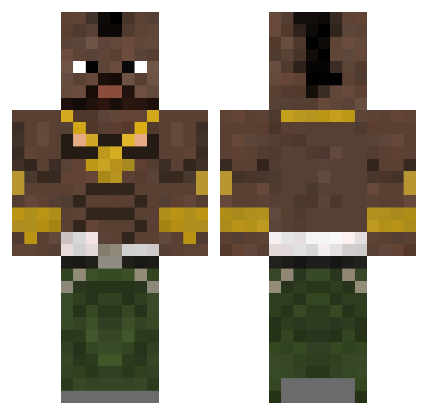 JackDaPunisherS Minecraft skin, front and back view