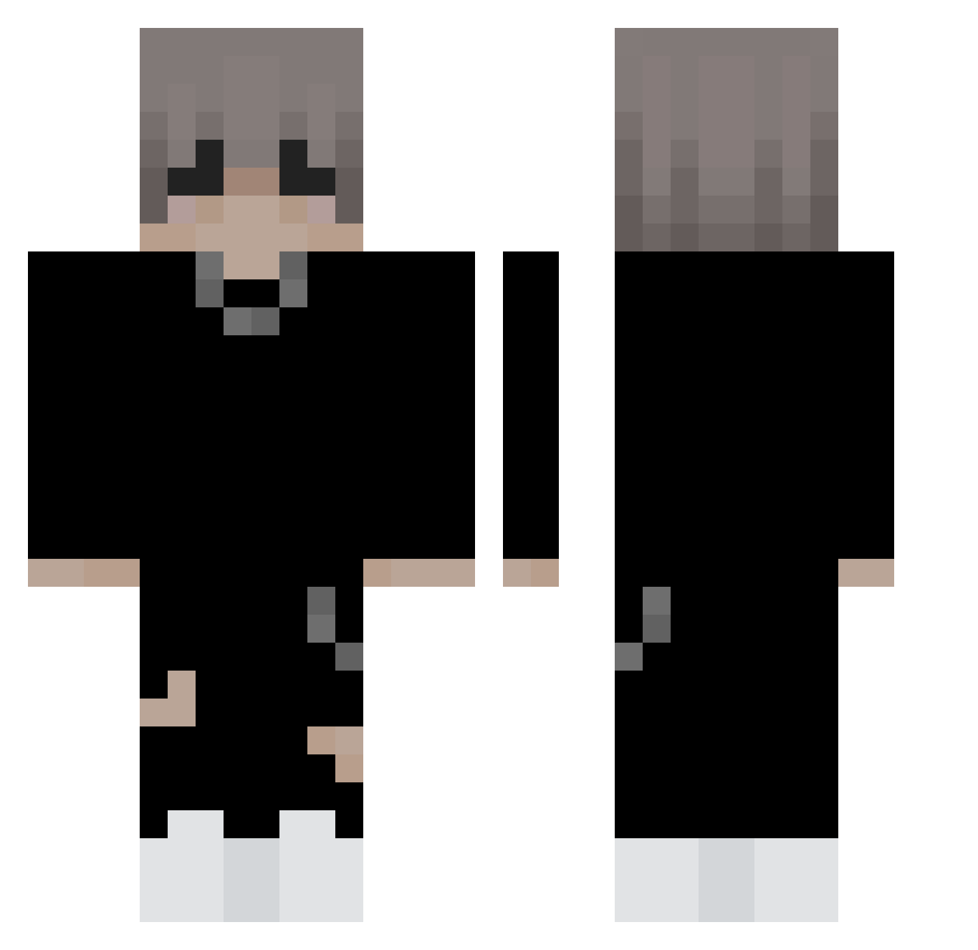 VGBV Minecraft skin, front and back view