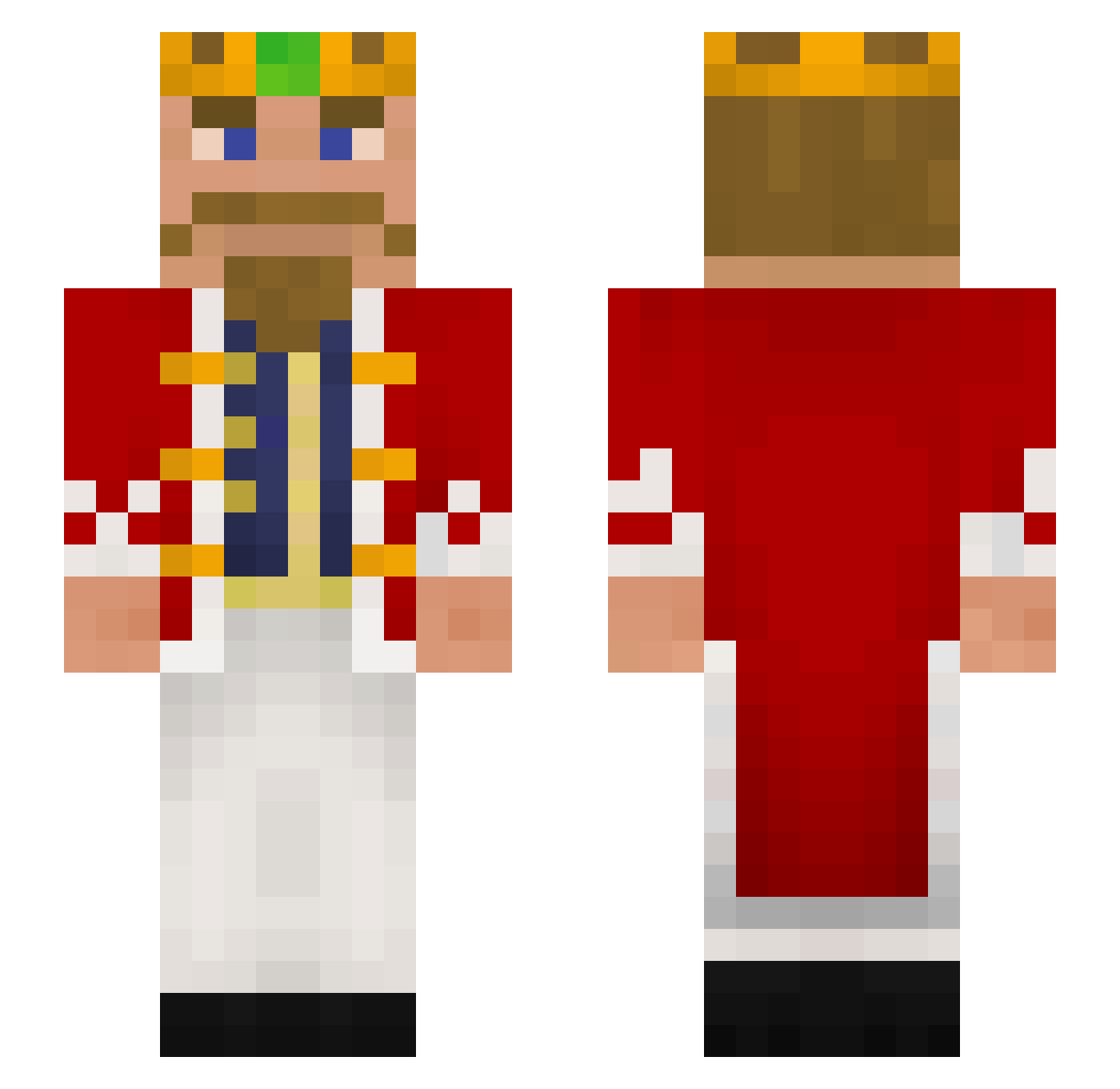 Qlangton Minecraft skin, front and back view