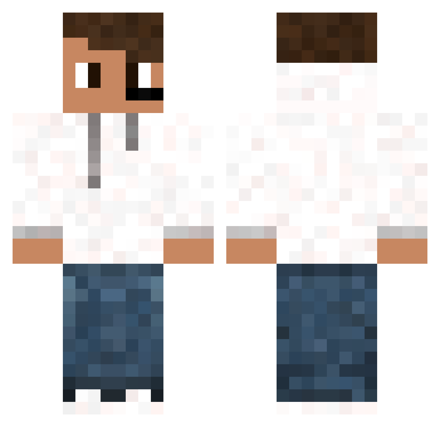 Pupide Minecraft skin, front and back view