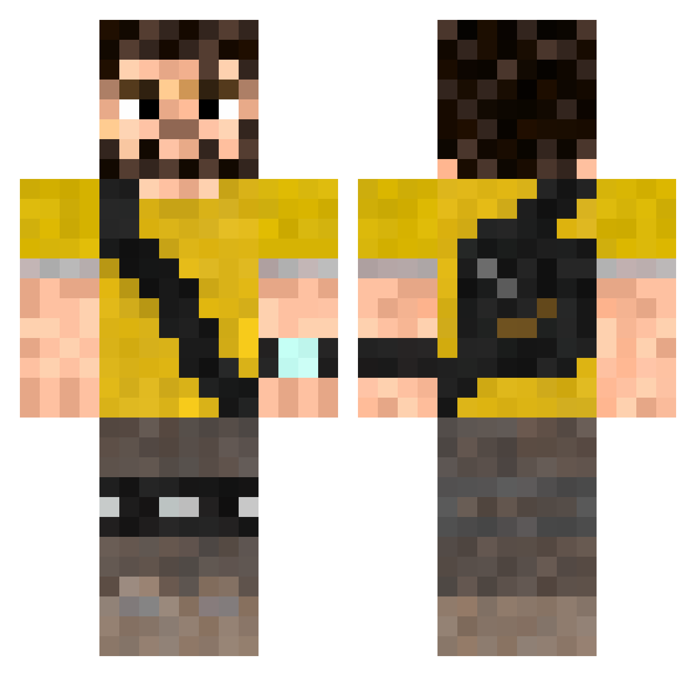 TurboBG Minecraft skin, front and back view