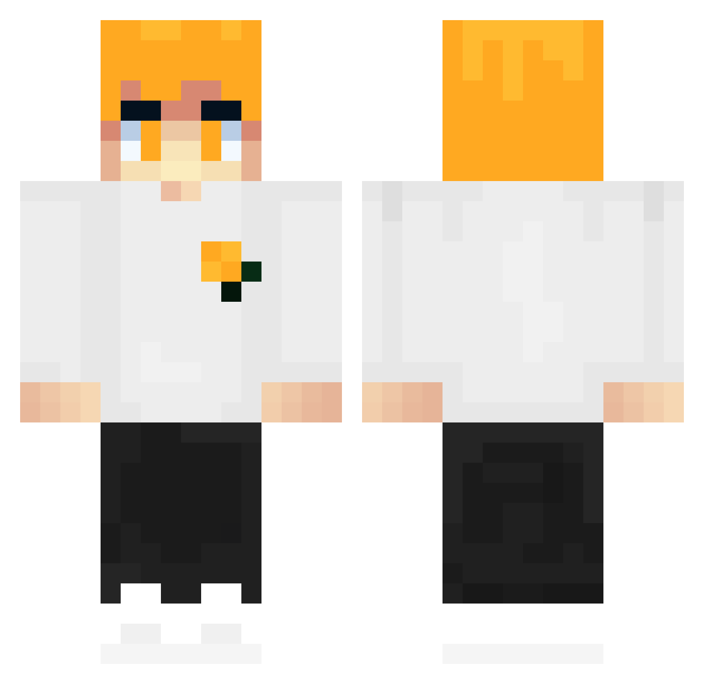 Whiteezo Minecraft skin, front and back view