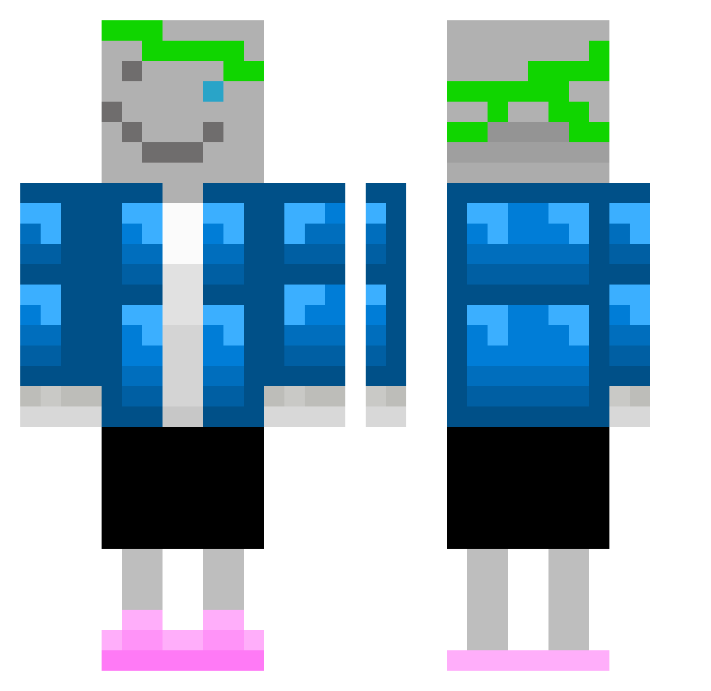 TheoStink Minecraft skin, front and back view