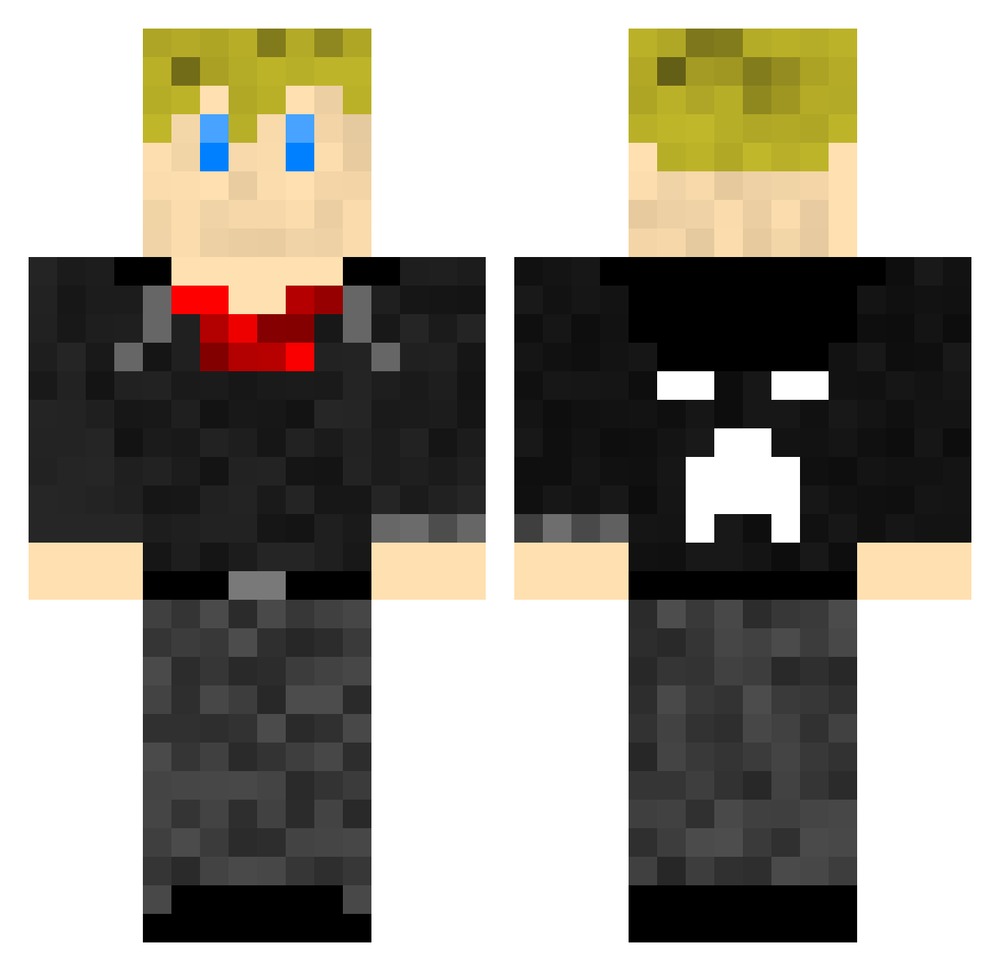 UnsounderGaming Minecraft skin, front and back view