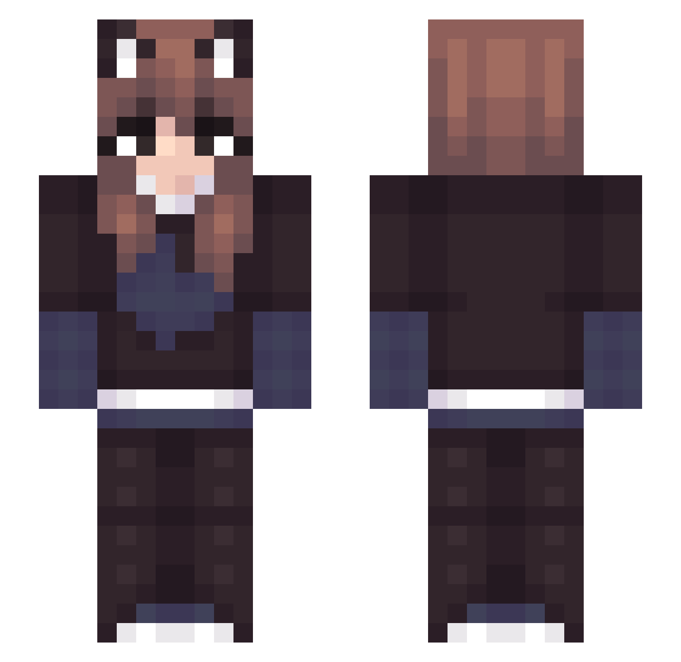 v4v1c4 Minecraft skin, front and back view