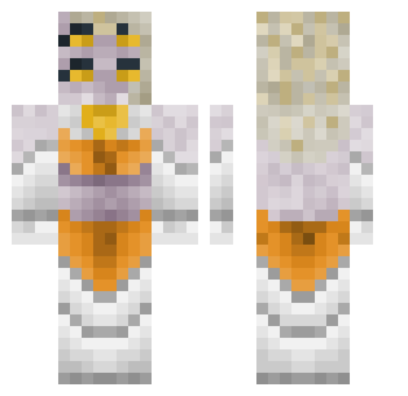 MelodyWulf Minecraft skin, front and back view