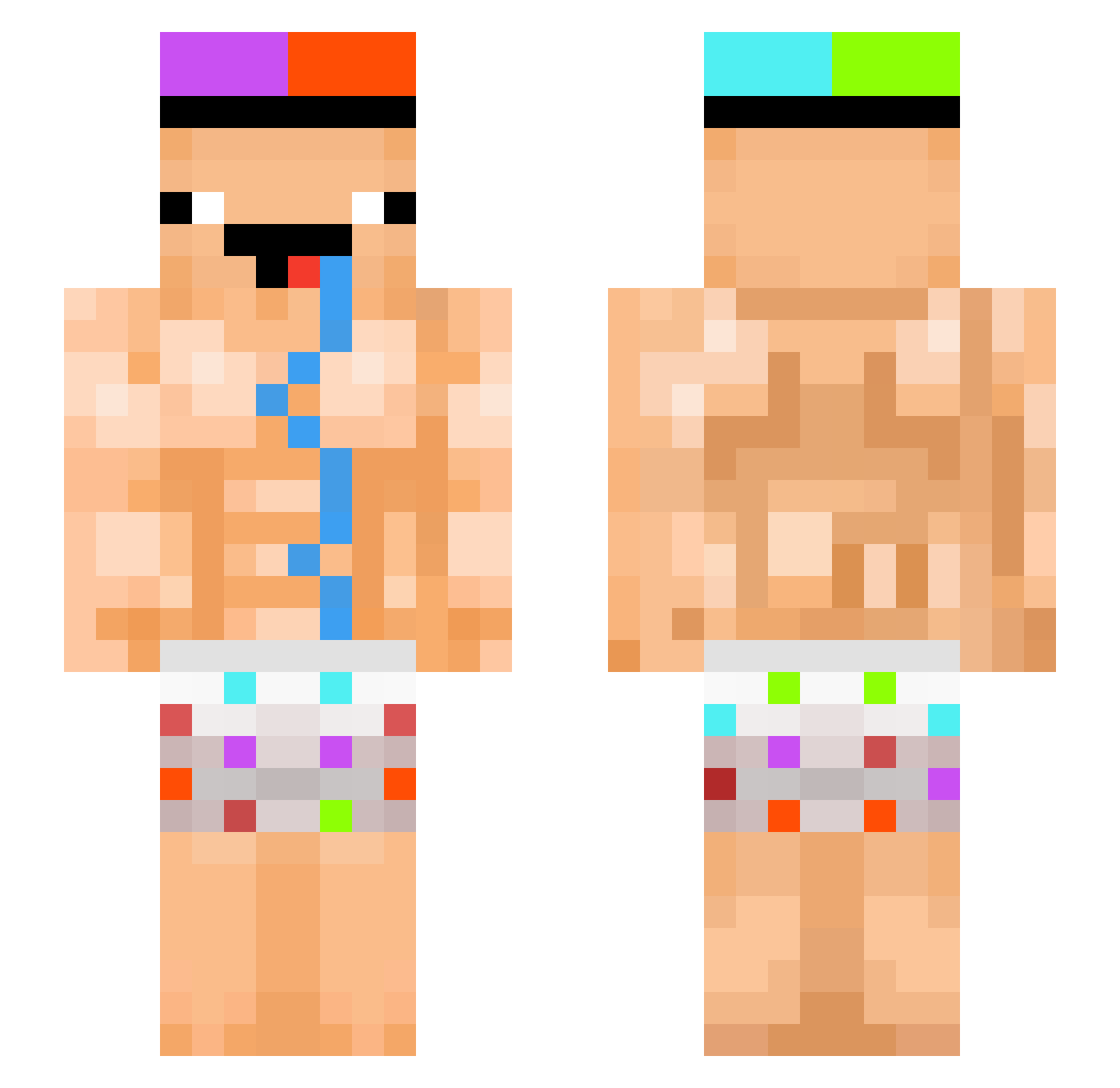 zxjays Minecraft skin, front and back view