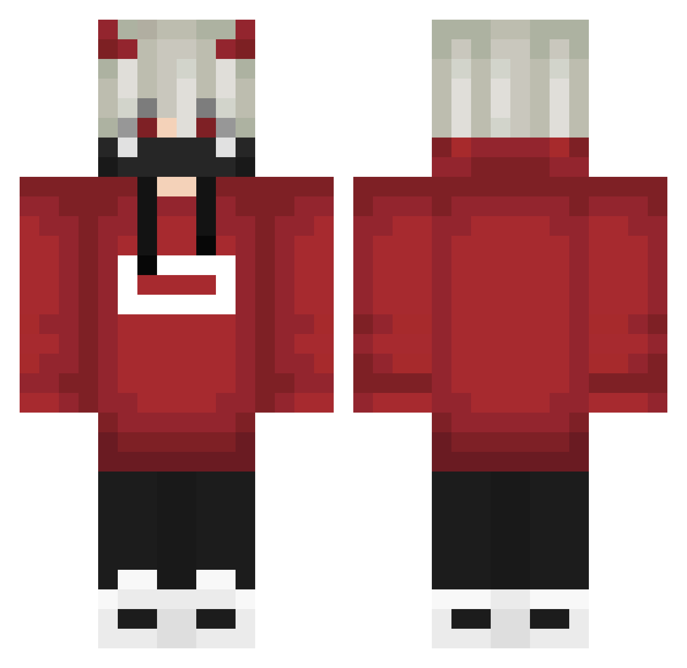 Wusmez Minecraft skin, front and back view