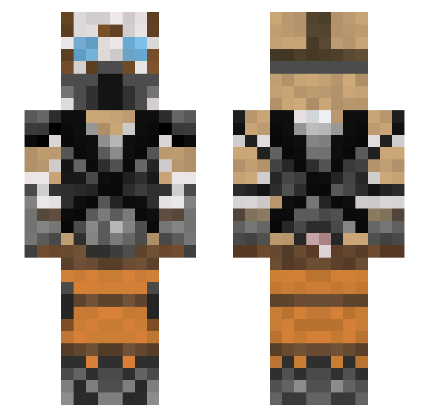 Keatonius Minecraft skin, front and back view