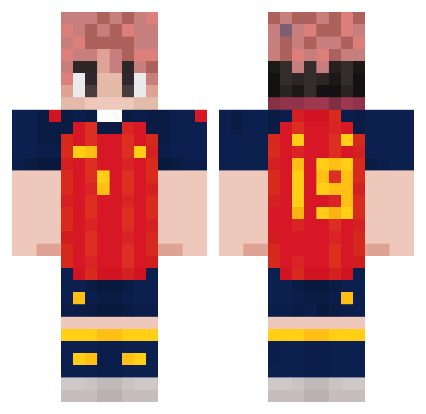 AquilesYT Minecraft skin, front and back view