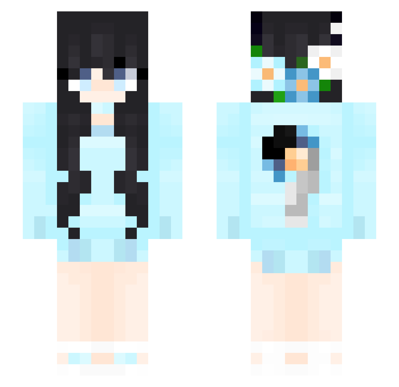 Wtfkat1 Minecraft skin, front and back view