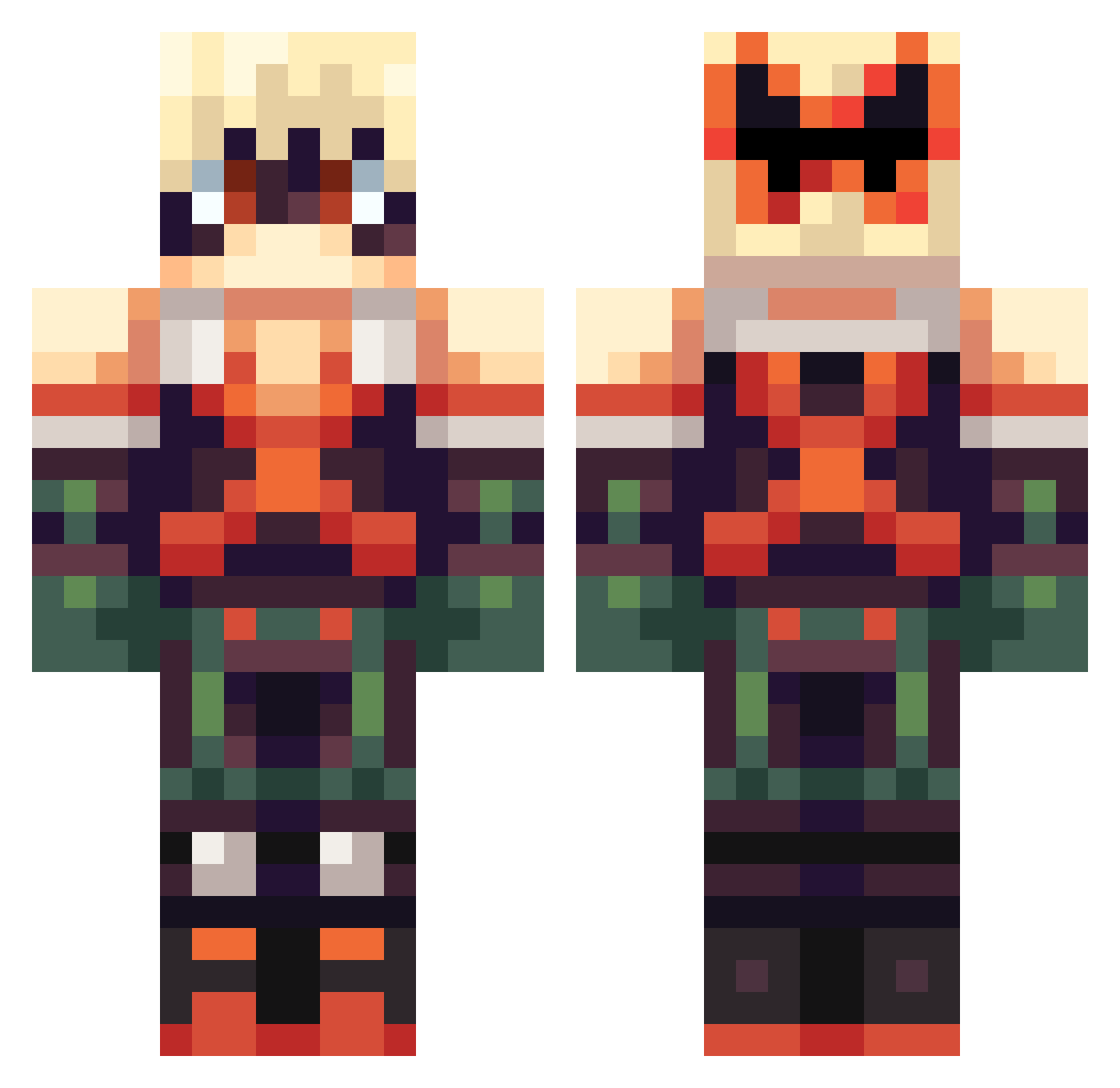 xQdu Minecraft skin, front and back view