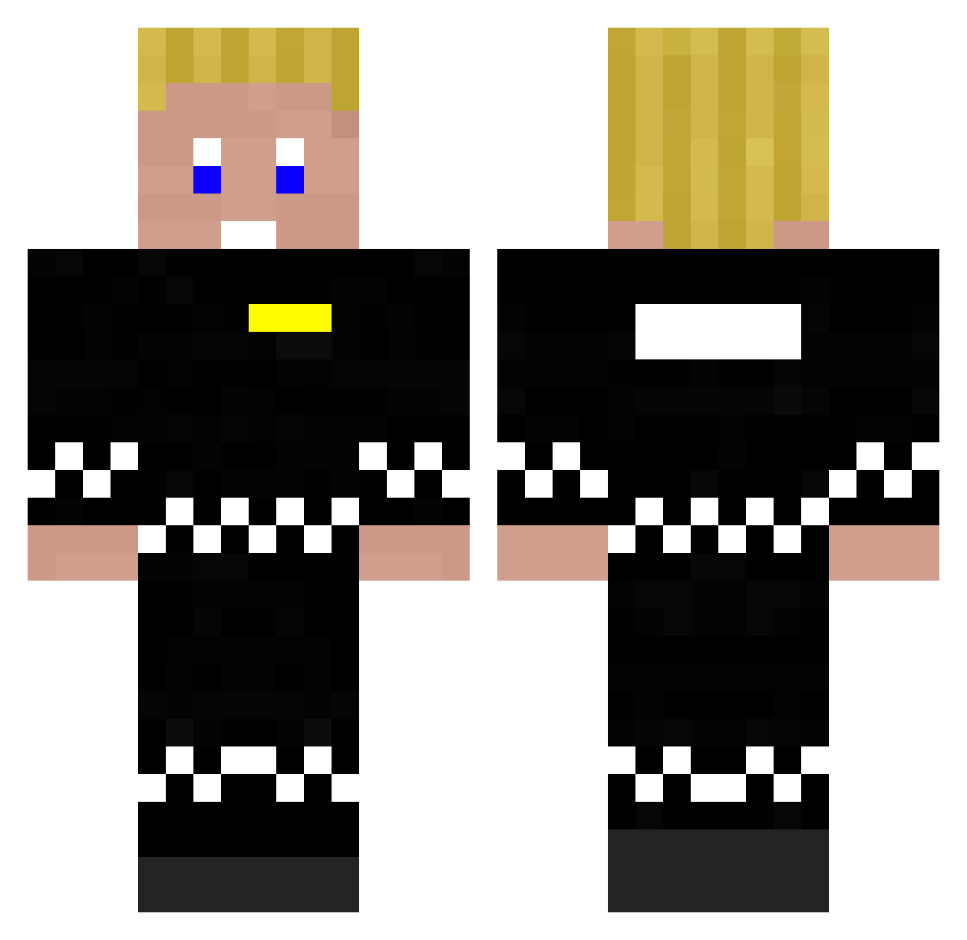 Gussi Minecraft skin, front and back view