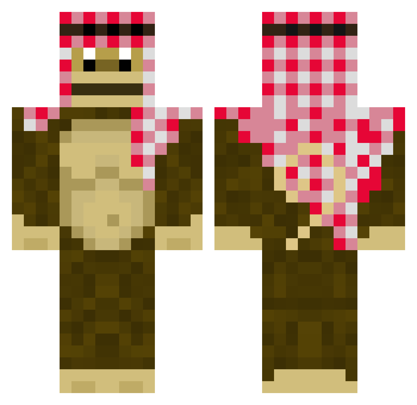 SlaveDave69 Minecraft skin, front and back view