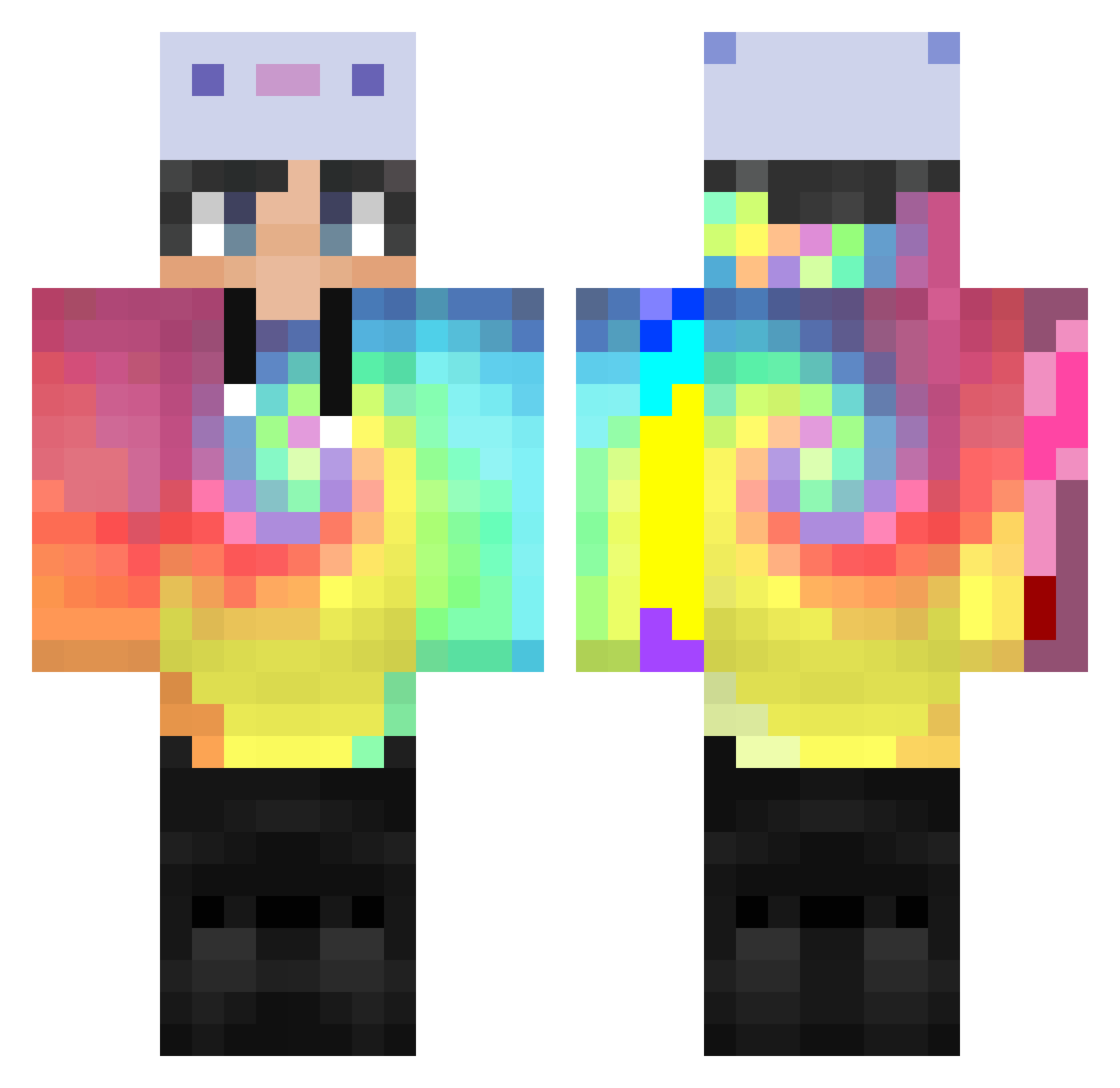 heyyimblue Minecraft skin, front and back view