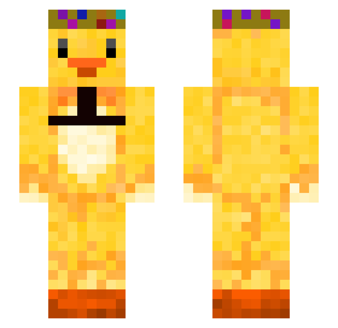 technobirdflew Minecraft skin, front and back view