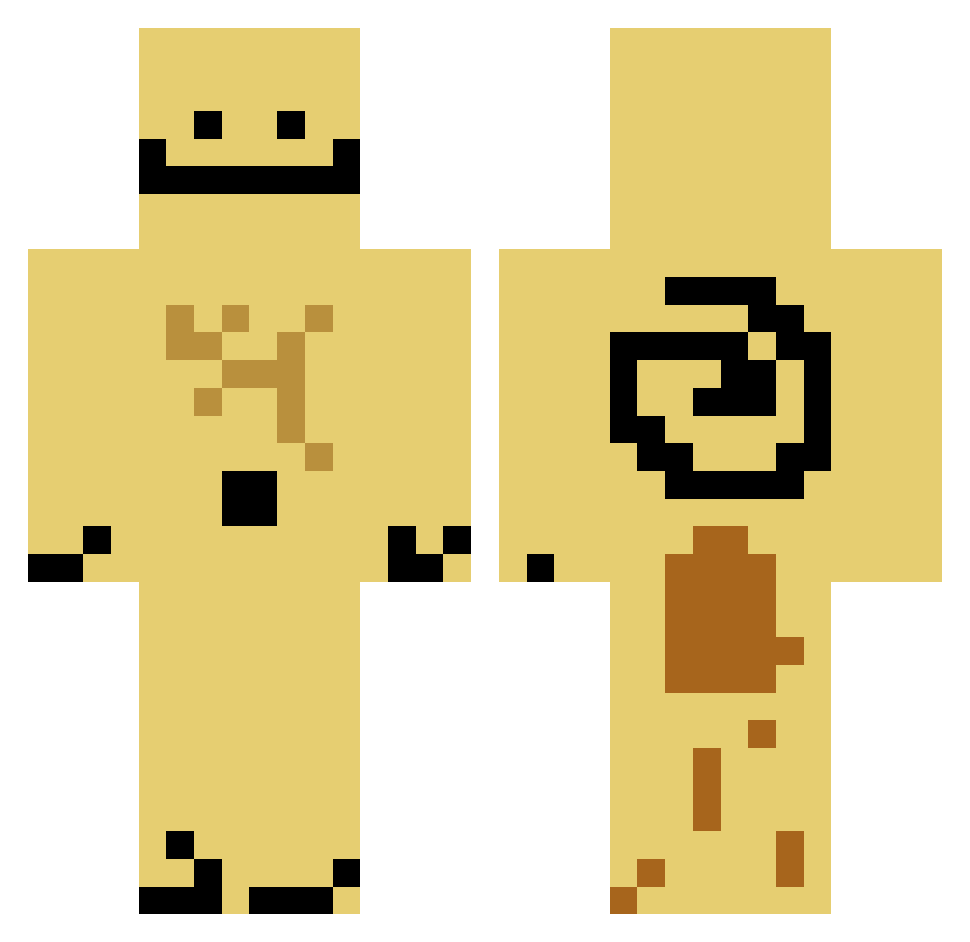 Squake Minecraft skin, front and back view
