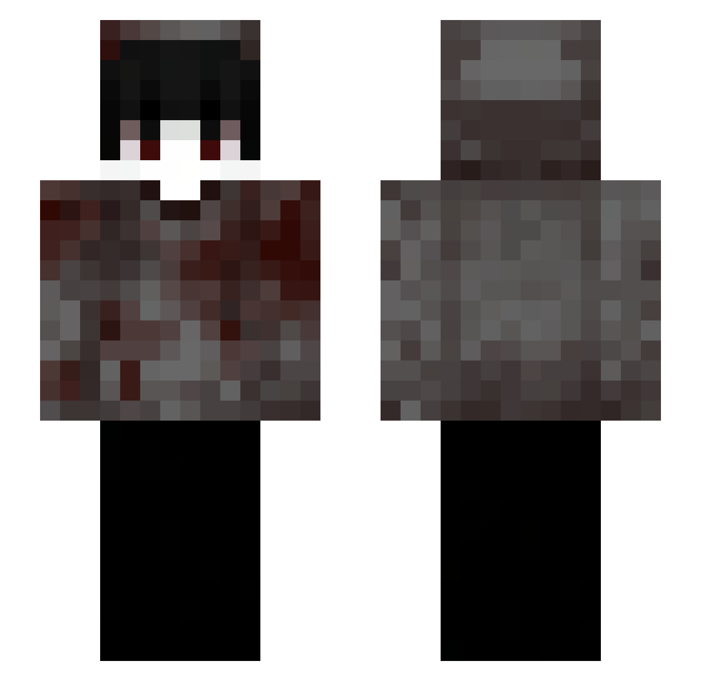 Underatives19x Minecraft skin, front and back view