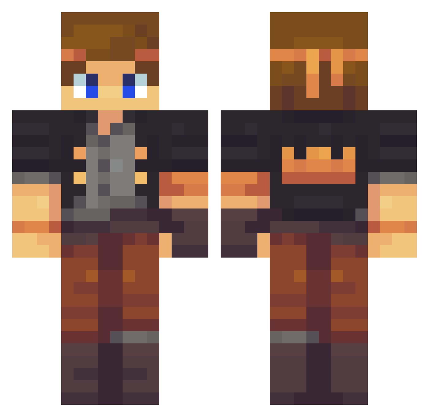 ReddTwo Minecraft skin, front and back view