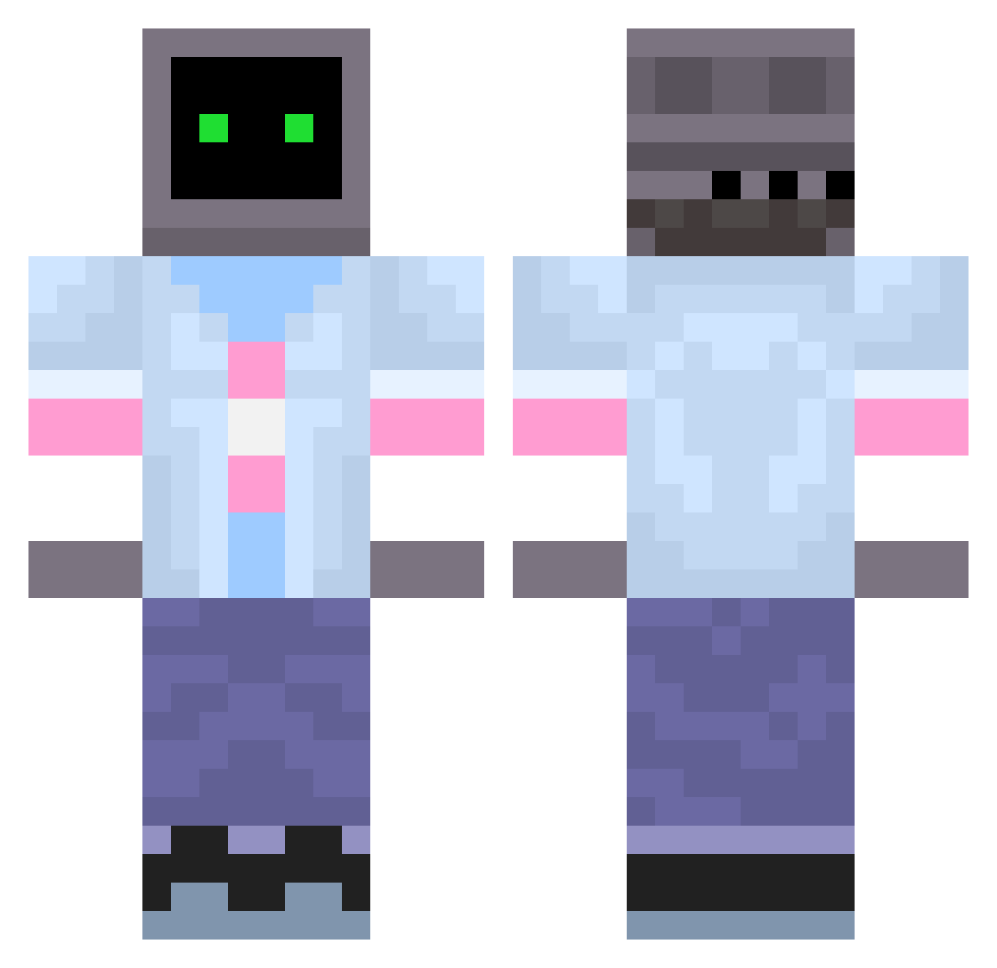 Ace_Slimer Minecraft skin, front and back view