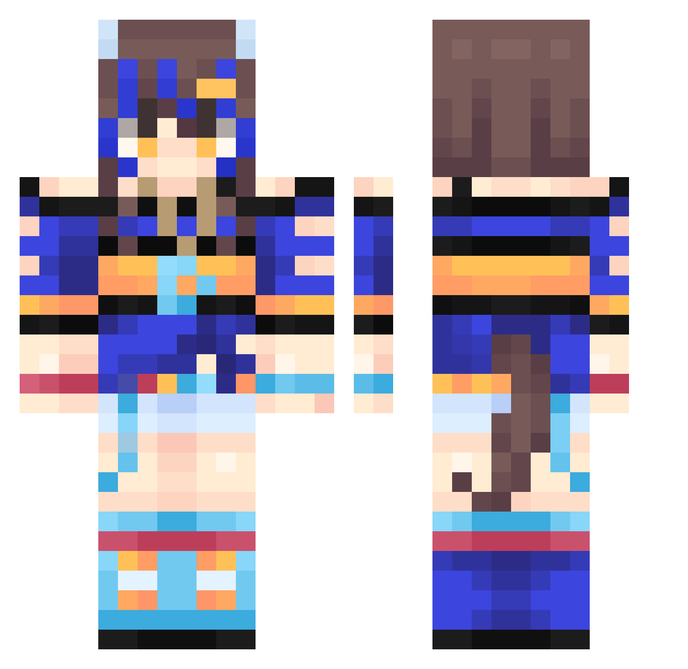 9gab Minecraft skin, front and back view
