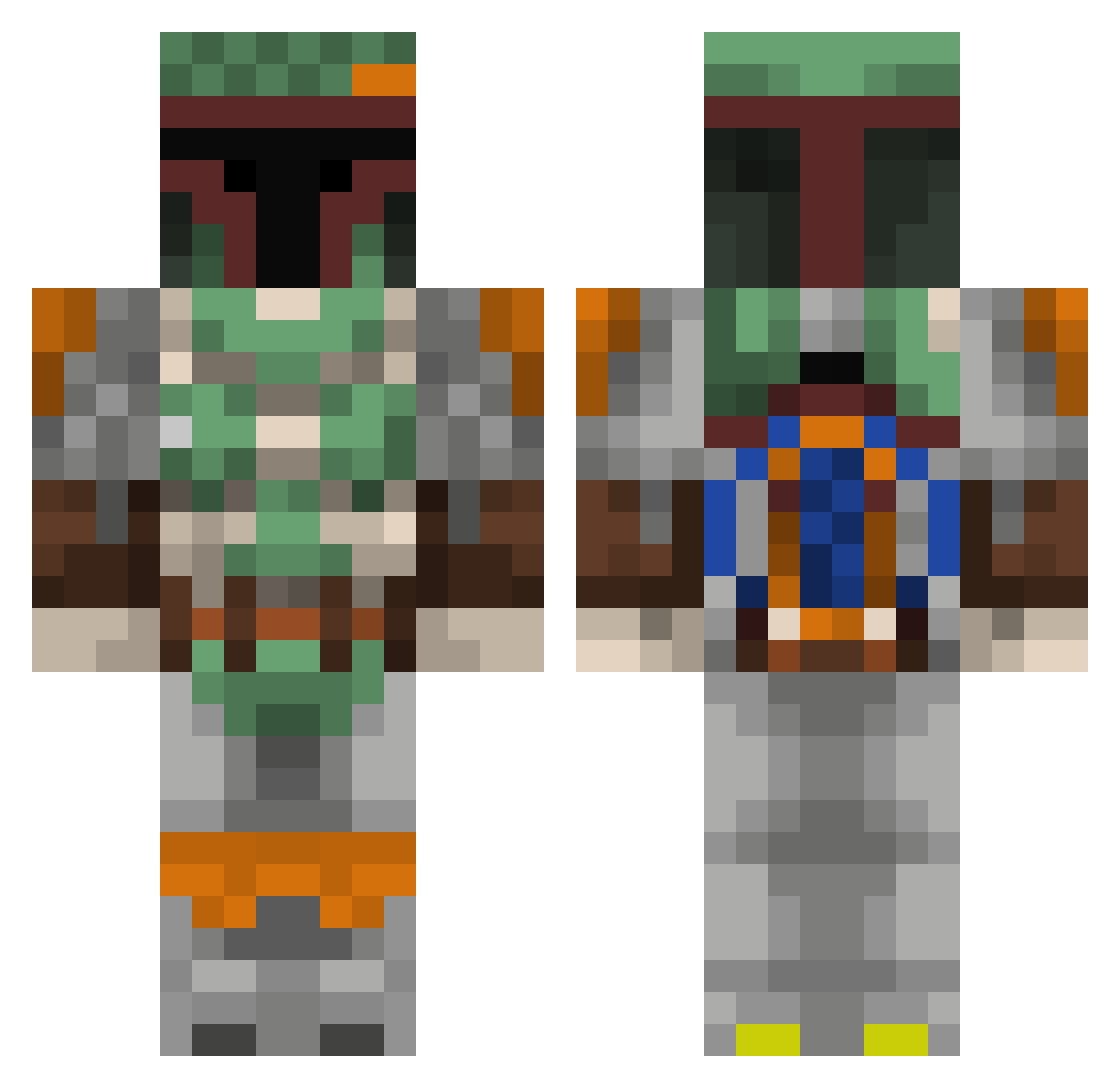 BobRosso3 Minecraft skin, front and back view