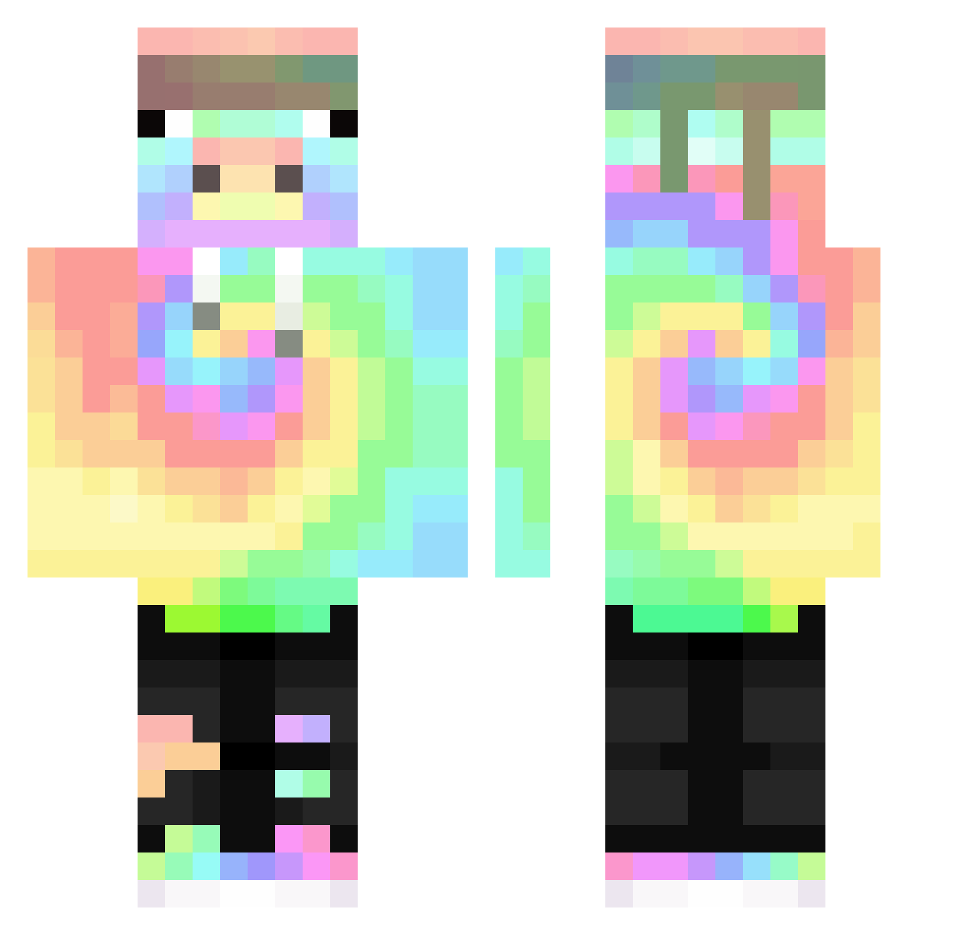 Gumbi_boi Minecraft skin, front and back view